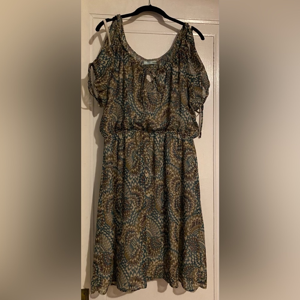 Maurices boho floral cold shoulder tie neckline dress